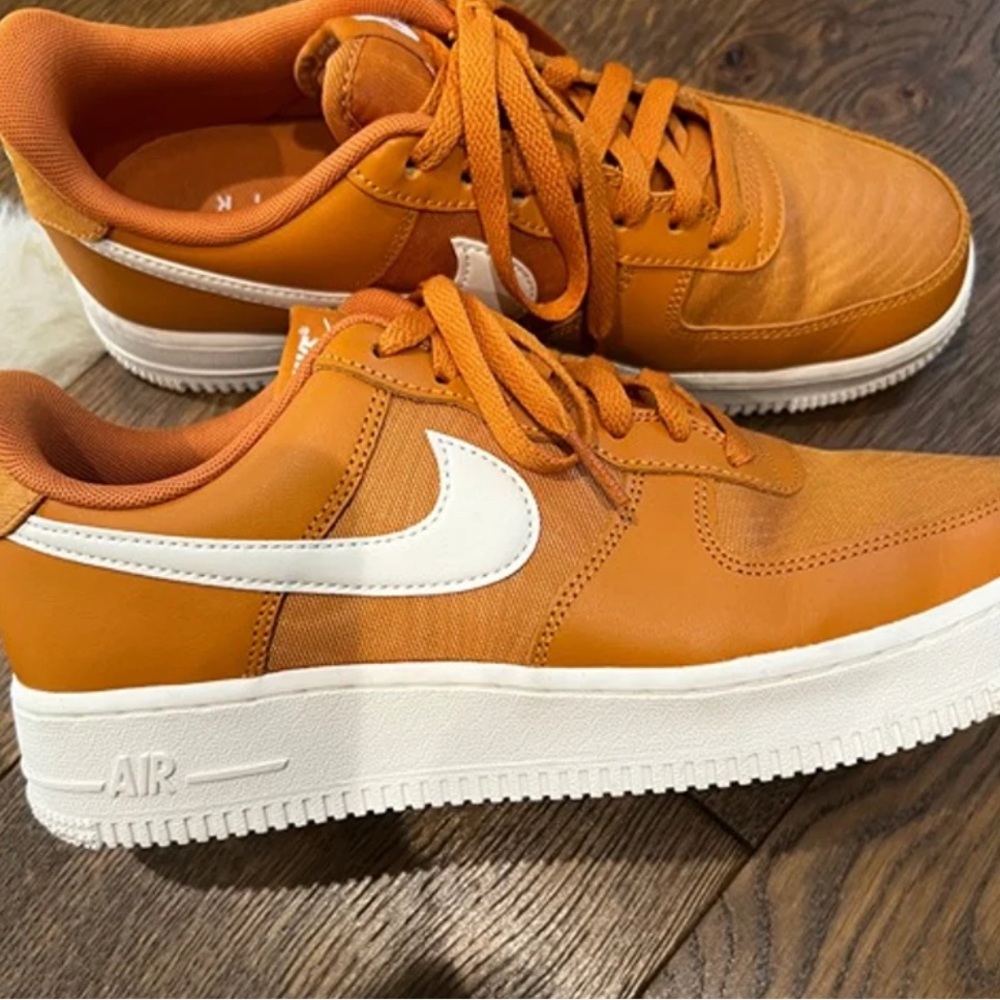 Nike Air Force 1 Orange and White Athletic Shoes